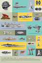 The Vehicles of STAR WARS Poster Art by Scott Park: 