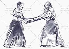 103号水墨古风武侠武术柔道相扑拳击运动插画AI矢量设计素材图片-淘宝网