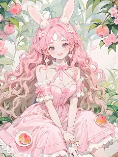 水蜜桃兔兔·粉嫩可爱丨女生可爱头像壁纸