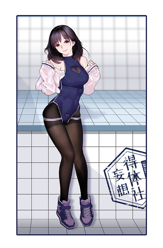 海月姬二次元jk竞泳元素连体泳衣防晒服两...
