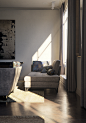 French apartment in brand new mood : Photorealistic visualization of french apartment with new lighting mood