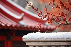 古墙边高洁的腊梅