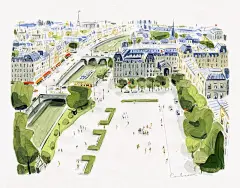 法国艺术家Dominique Corbasson简约风格的城市风景画