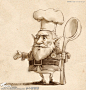 Photoshop绘制拿大勺的厨师老头卡通形像过程