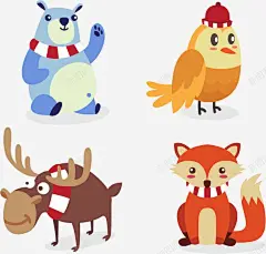 扁平冬季小动物 页面网页 平面电商 创意素材