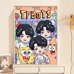 TFBOYS十周年纪念数字油画diy手绘填充涂色送闺蜜油彩画易烊千玺-tmall.com天猫