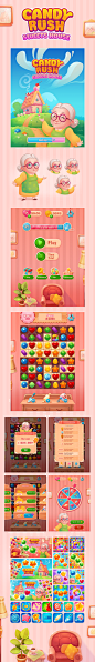 Match-3 "Candy Rush" : Candy Match-3 Game Art and UI