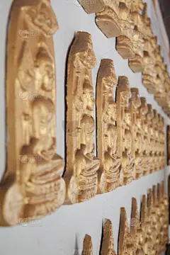 墙,佛,垂直画幅,成一排,无人,泰国,寺庙,远古的,标志,金色