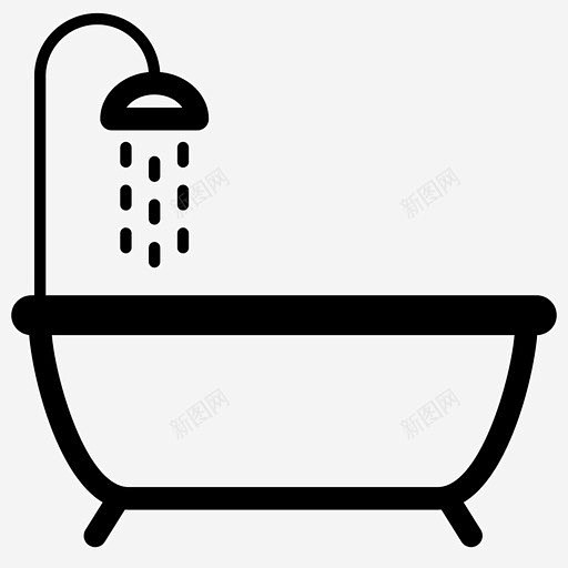 淋浴和浴缸浴室清洁图标 标志 UI图标 ...