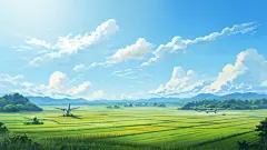 爬山的人物蓝天白云草地壁纸