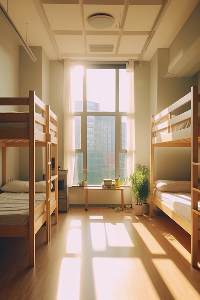 敞亮干净的校园学校大学宿舍场景摄影图-花瓣网