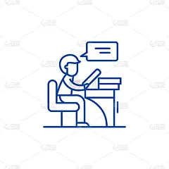 读者线图标概念。读者平矢量符号、符号、大纲插图。