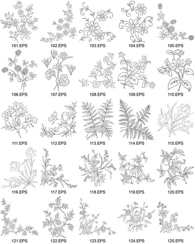 儿童画 简笔画 花 线描  线稿 花卉植...