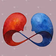 水彩画插图情侣相爱