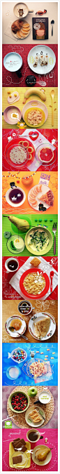 [百变清新的早餐桌] #美食#俄罗斯手绘达人Marina在摄影的基础上增加了一些小创意，将早餐桌拍成照片之后，加上简单的手绘作品，显得更加有趣了：躲在碗后面的小白熊、在牛奶里钓鱼的青蛙小人、荒野中的一头麋鹿…趣味十足！#摄影#