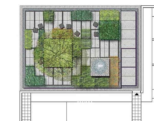 空中花园-天井花园园林景观设计平面图_