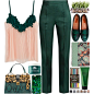 A fashion look from September 2016 featuring green high waisted pants, flat loafer shoes and UPROSA tech accessories. Browse and shop related looks.