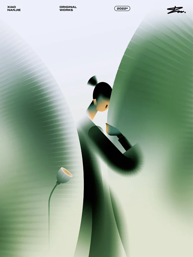 的新中式渐变插画，运用国风古韵与现代气息完美融合，形成一种高级简约的渐变之美。-花瓣网