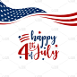 现代7月4日美国独立日庆祝旗帜背景标题横幅