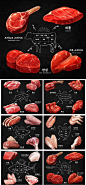 鸡肉猪肉羊肉鸭肉鱼肉牛肉美食餐厅创意PSD元素海报模板素材设计-淘宝网