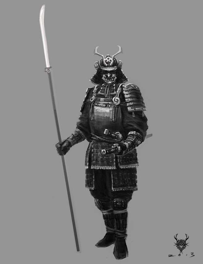 十七世纪日本武士铠素描练习一张