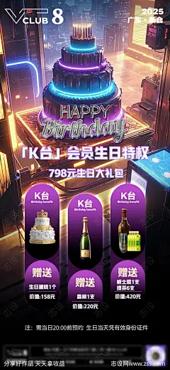 酒吧生日活动套餐宣传海报-源文件下载