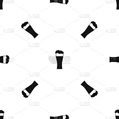 黑色,式样,啤酒瓶,玻璃杯,几何形状,充满的,图像,矢量,分离着色,重复