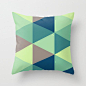 Green Geometric Shapes Triangles Pattern Throw by thegoodhouse,Etsy