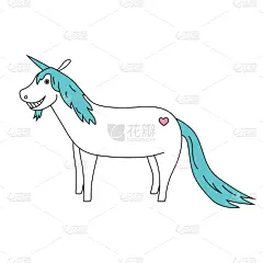 卡通,绘画插图,独角兽,马,矢量,童话故事,可爱的,贺卡,山羊,手