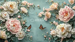 精美粉白牡丹花壁纸高清模板免费下载-趣麦麦图