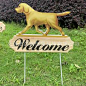 宠物狗狗欢迎门牌 狗狗木质雕像花园装饰插牌园林装饰木质工艺品