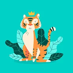 可爱的手绘老虎插画矢量图设计素材