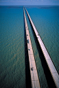 World's Longest Overwater Bridge, Causeway Bridge. Lake Pontchartrain, Louisiana