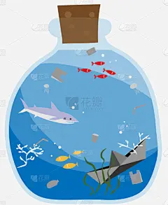 海洋,垃圾,瓶子,分离着色,可爱的,自然,红色,海洋生命,野生动物,收集