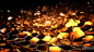 Photo abstract golden lights on black background generative ai