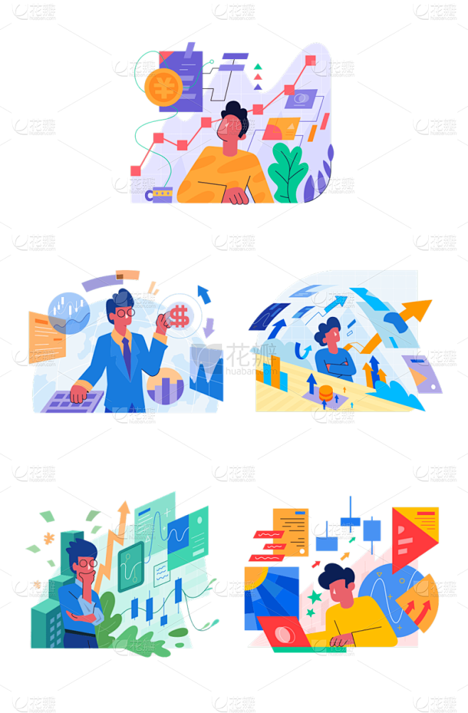 素材组合-手绘-金融理财主题4、手绘-金...