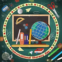 插画设计_17_on学校主题，国际扫盲日，回到学校，平面风格