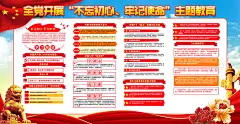 红色大气党建机关不忘初心牢记使命主题教育展板