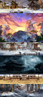 499游戏原画中国风国风Q版写实场景传统建筑自然风景绘画设计参考-淘宝网