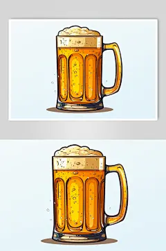 AI数字艺术卡通啤酒酒水插画
