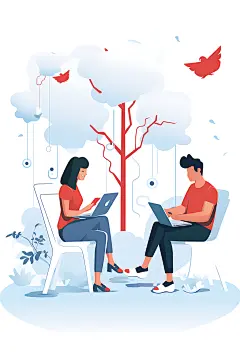 社交软件信息聊天室扁平风插画