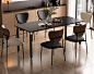 现代简约黑色极简岩板餐桌椅组合家用小户型长方形轻奢吃饭桌子-tmall.com天猫