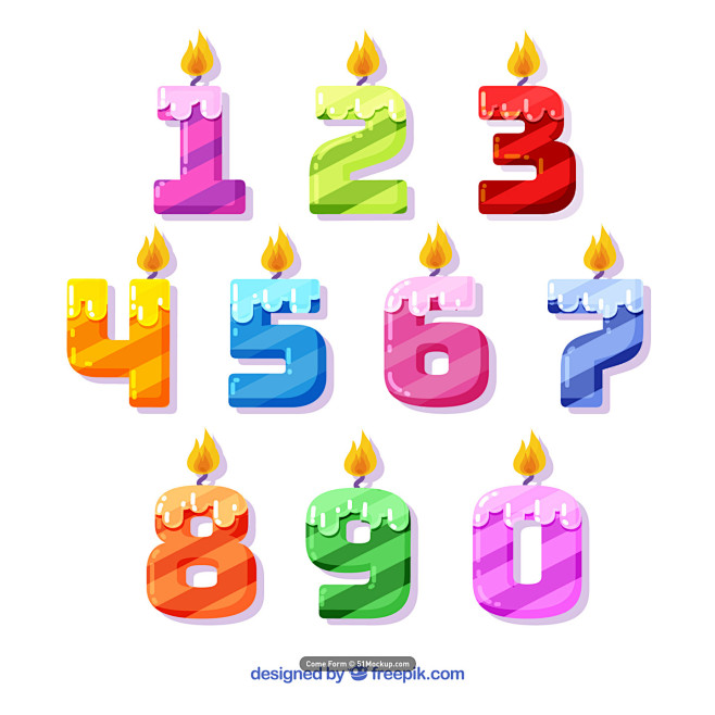 手绘数字 生日蜡烛 字体设计 图案设计A...