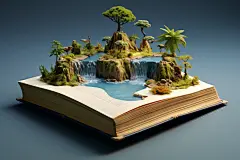 艺术书本创意岛屿模型