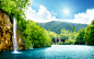 waterfall-sea-lake-deep-forest-trees-sky-clouds-landscape-nature-beautiful-sunlight_2880x1800_sc