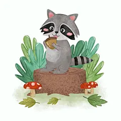 水彩风格小熊猫插画矢量图设计素材