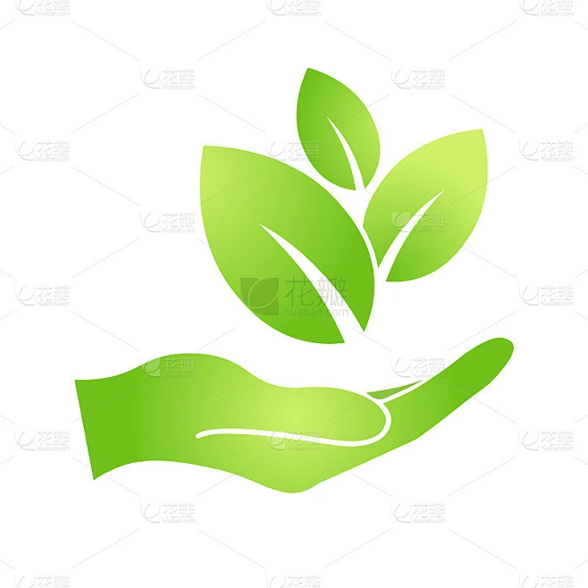 手与生态绿叶图标生物自然绿色生态标志的网络和商业素材-花瓣网