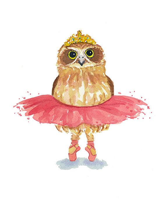 Ballet Owl Watercolo...