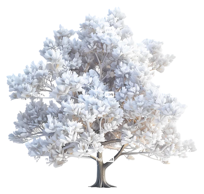 白松树树3d渲染白色叶子-3D白色树，叶子各异-花瓣网