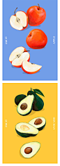 色彩水果果肉桃子芒果猕猴桃橙子草莓香蕉苹果插画PSD设计素材-淘宝网